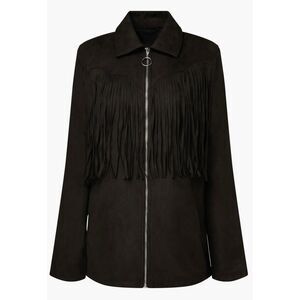 WeWoreWhat NWT‎ Fringed Faux Suede Jacket in Black Size Medium MSRP $148